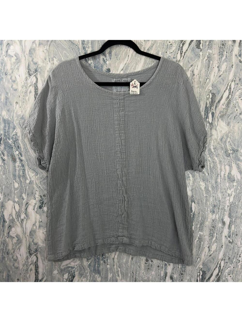 Grizas Designer Light Blue Linen Top (L)